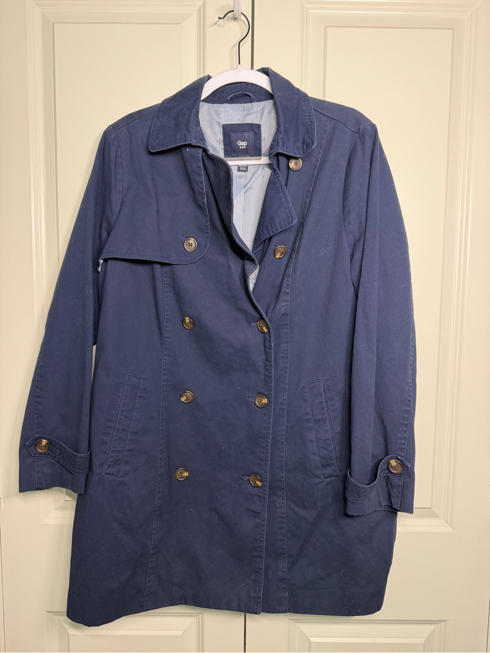GAP Navy Double-Breasted Trench Jacket